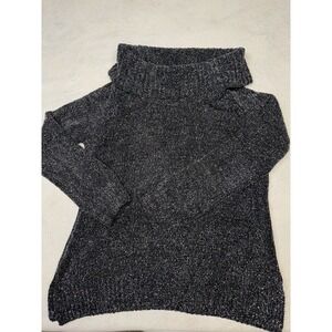 NWOT WHBM Gray Metallic Sparkle Cowl Neck Sweater Size M